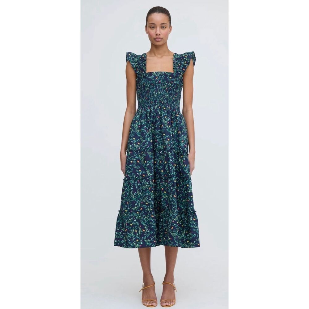 NWOT Hill House Home Ellie Nap Dress Midnight Garden Floral Smocked Midi Dress X